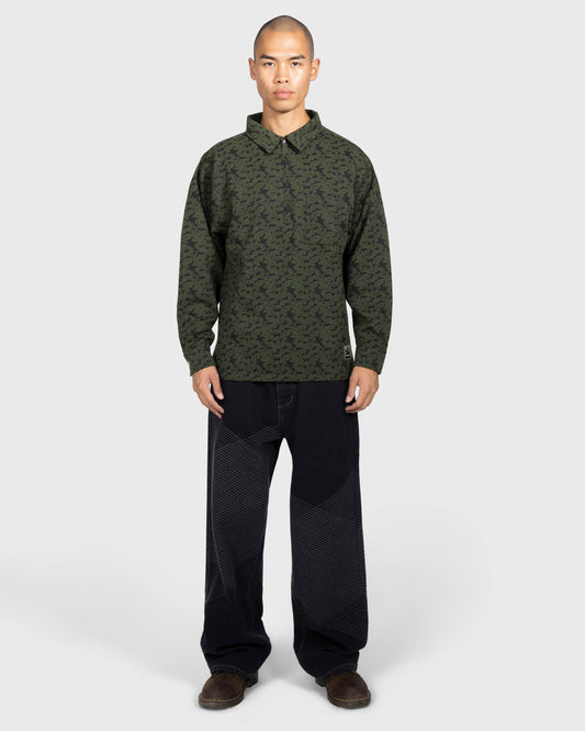 GRID EMBROIDERED BAGGY JEANS