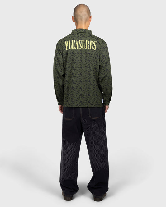 GRID EMBROIDERED BAGGY JEANS