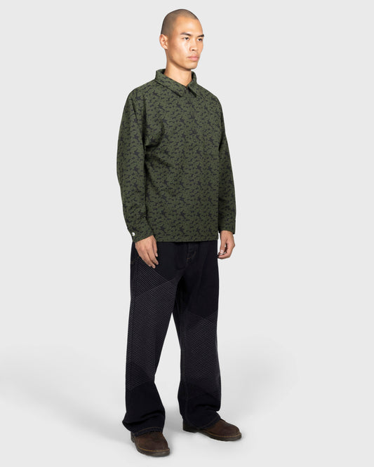 GRID EMBROIDERED BAGGY JEANS