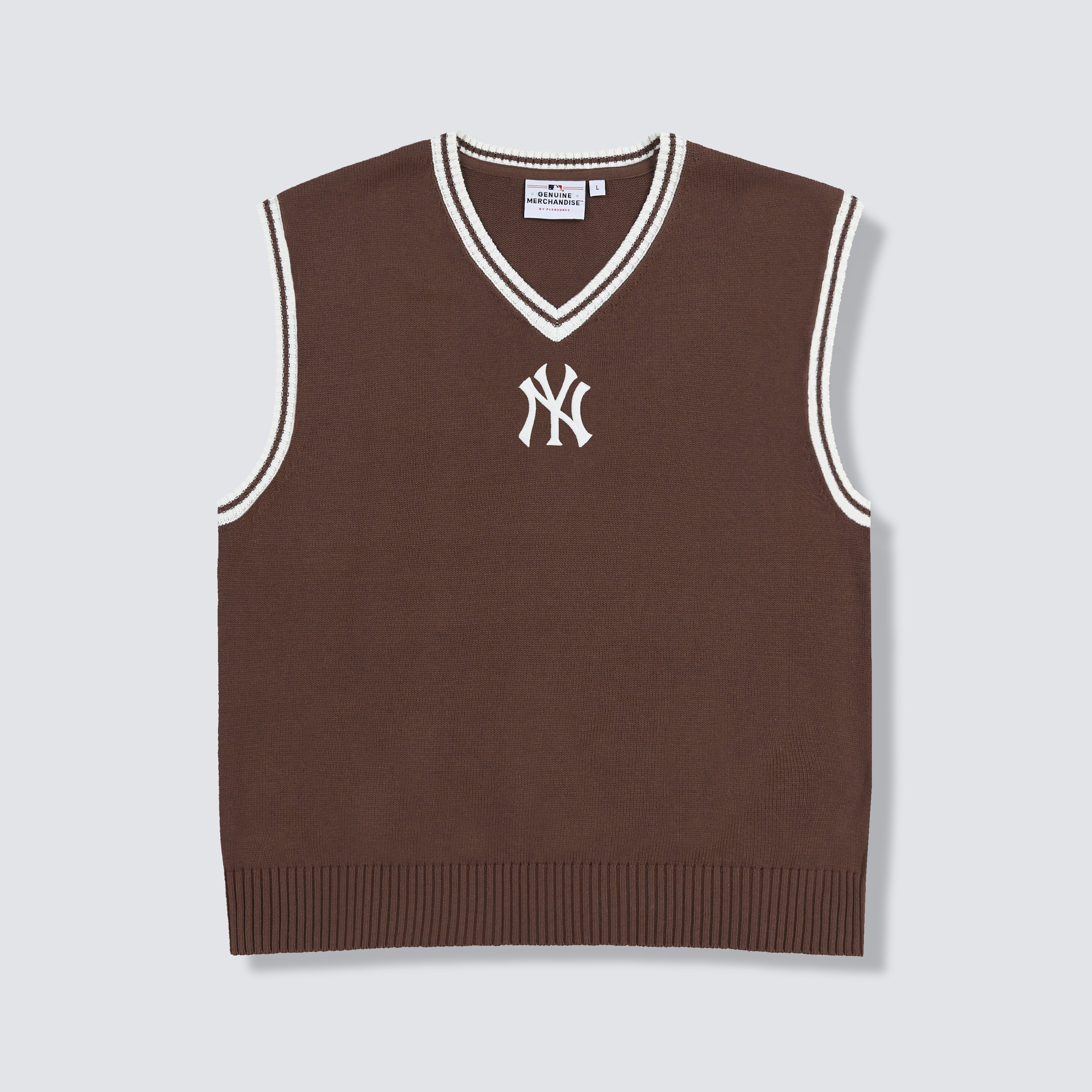 Men's Pleasures Brown New York Yankees Knit V-Neck Pullover Sweater Vest Size: Small