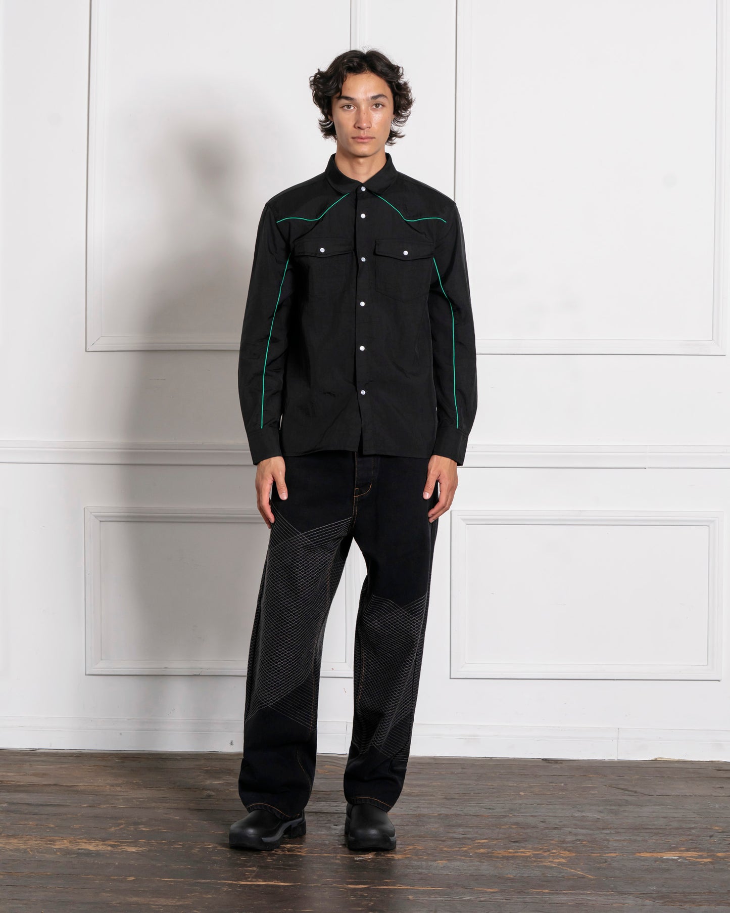 NYLON WESTERN BUTTON UP