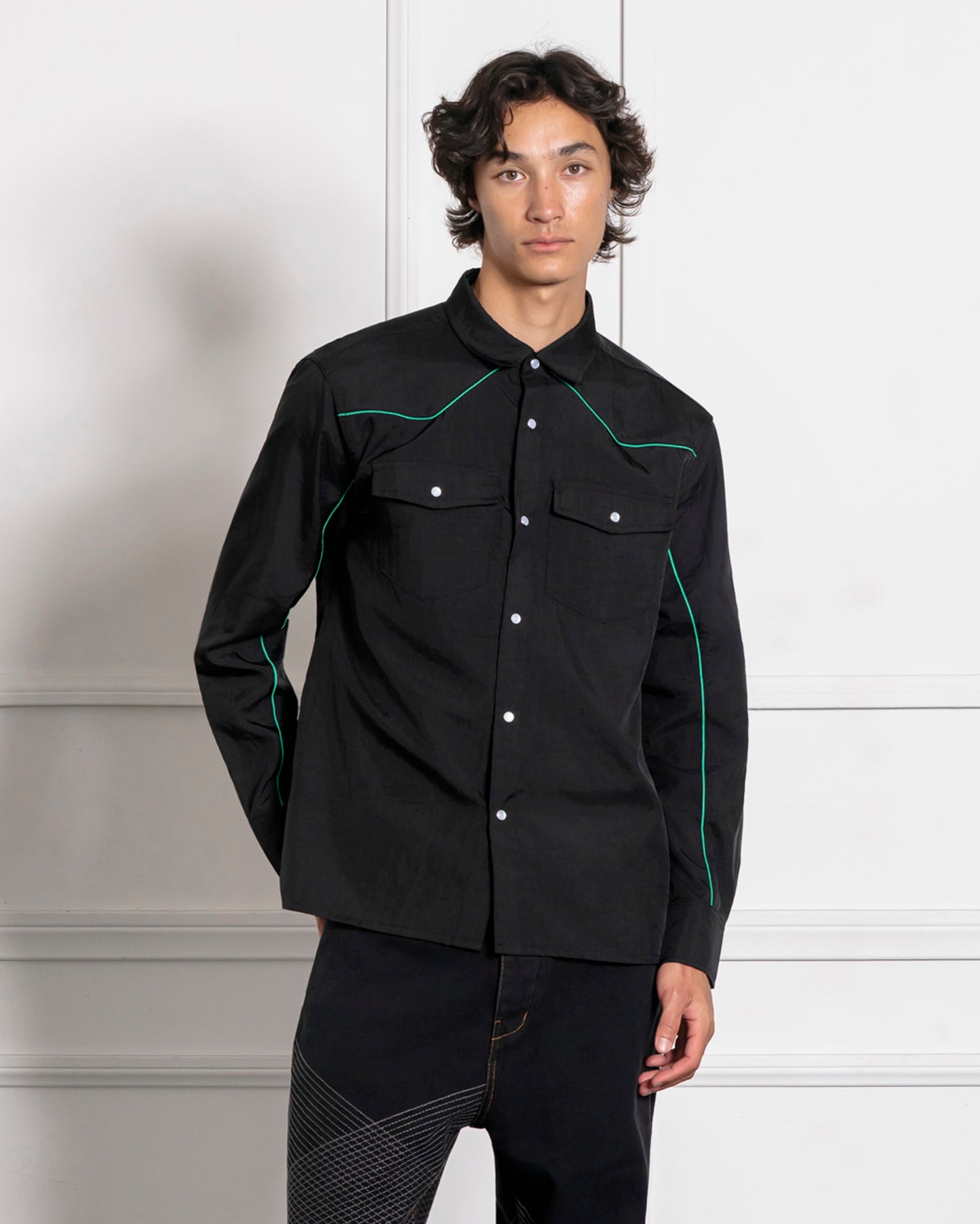 NYLON WESTERN BUTTON UP