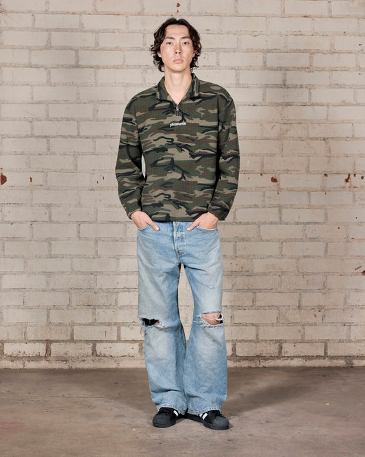 TEXTURED CAMO QUARTER ZIP