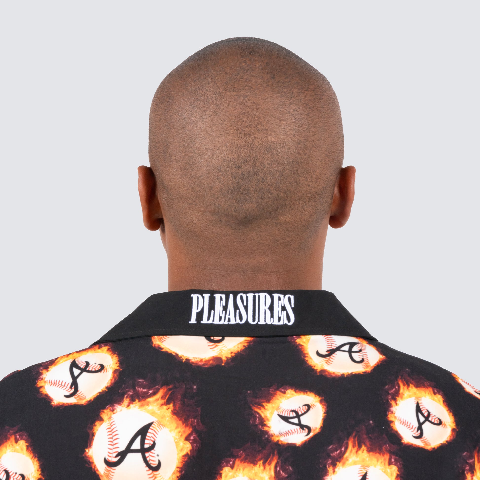 Men's Pleasures Black Atlanta Braves Flame Fireball Button-Up Shirt Size: Small