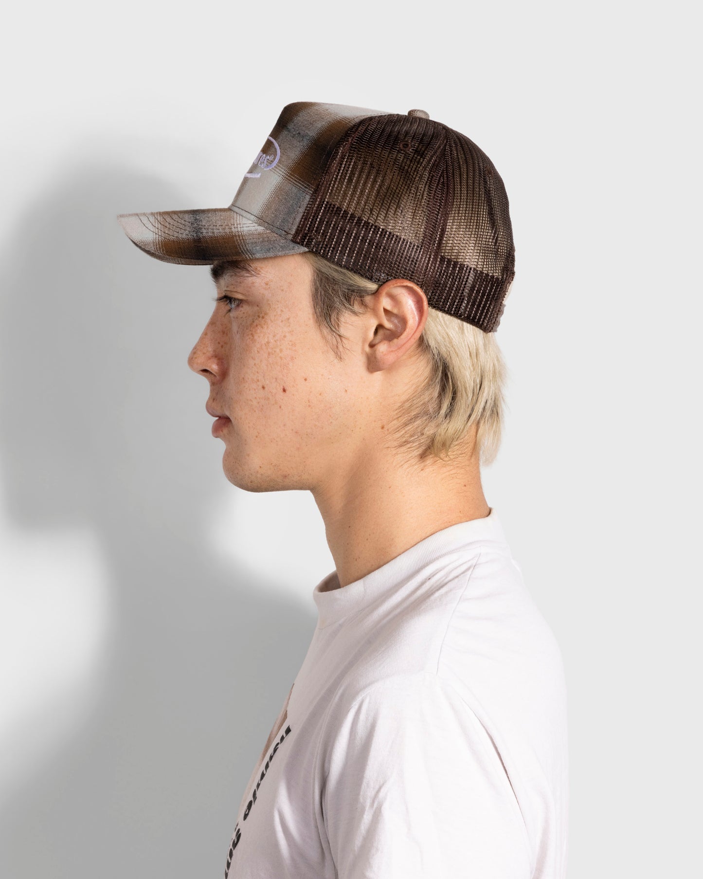 HAPPIER PLAID TRUCKER CAP