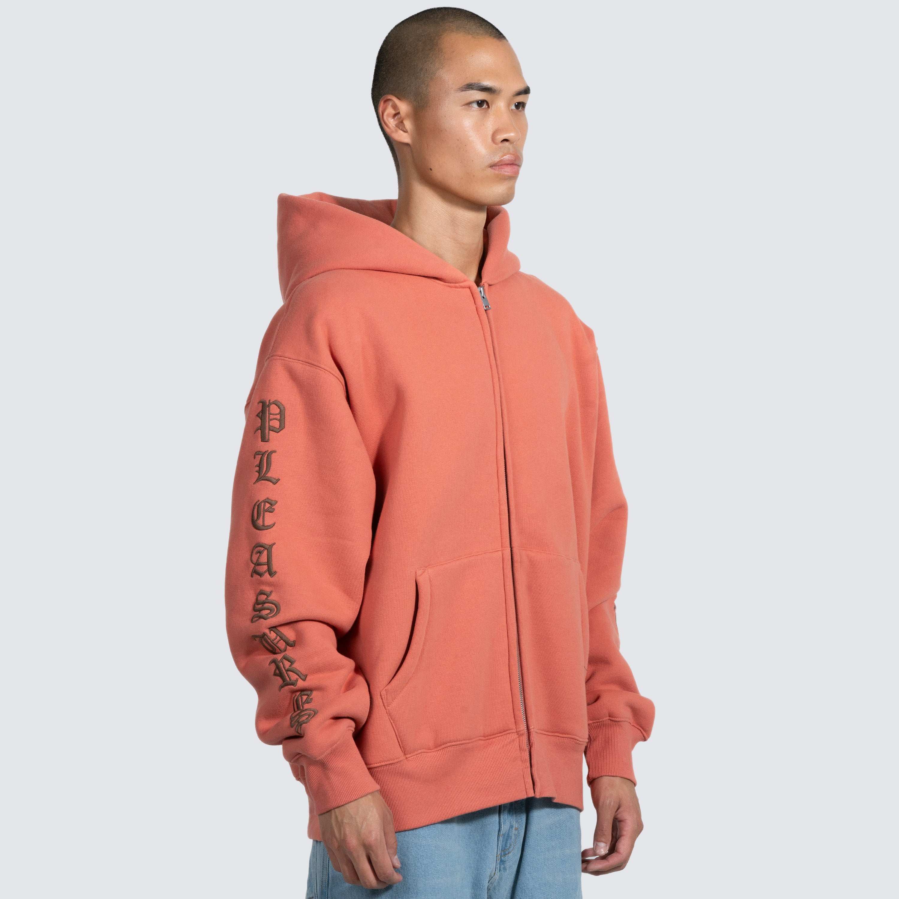 Peach zip up hoodie best sale