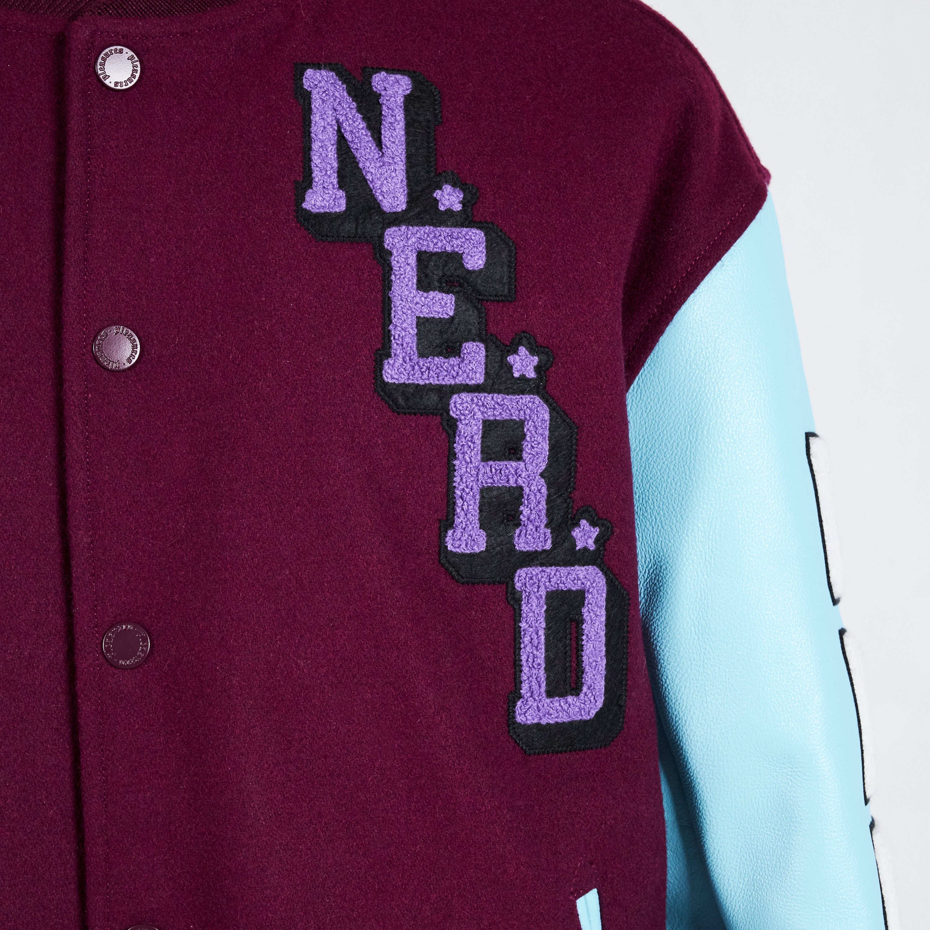 ASOS DESIGN oversized varsity cotton bottom jacket in purple with  embroidery badging | ASOS