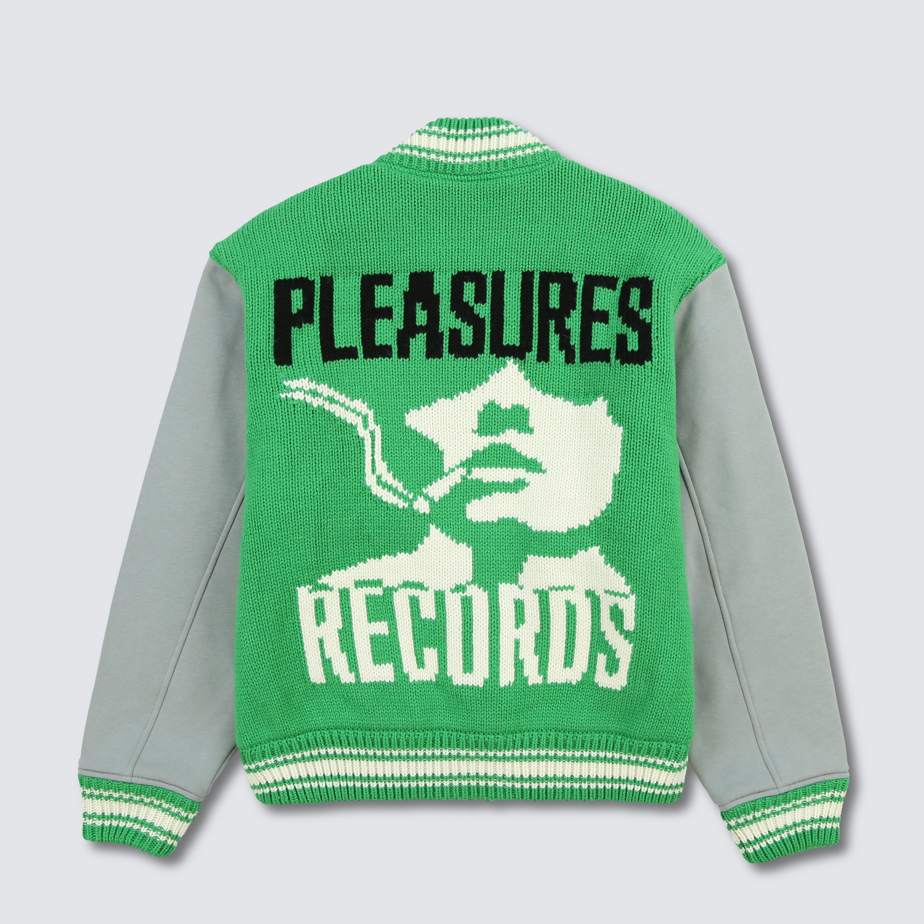 SMOKE KNITTED VARSITY JACKET