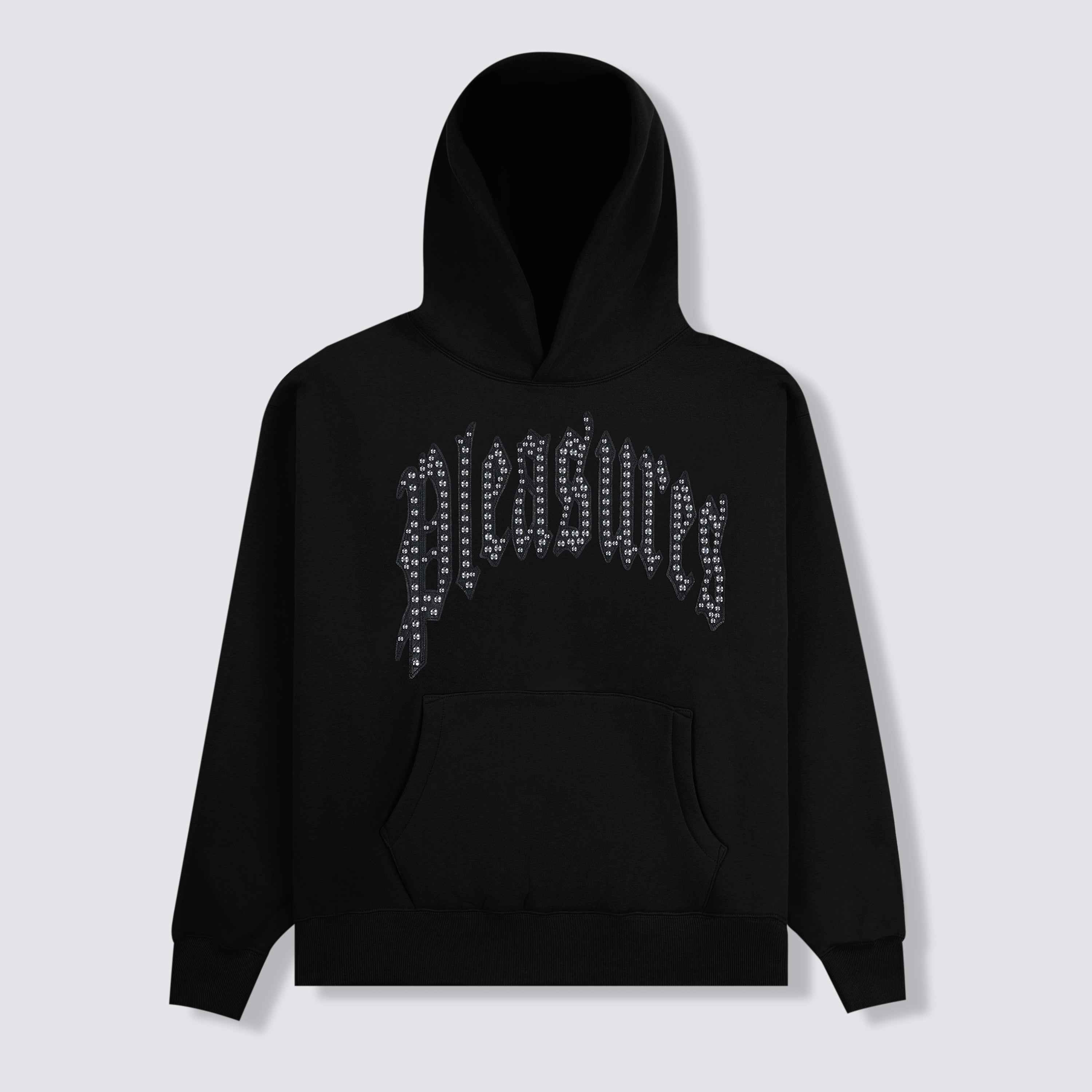 Black studded hoodie sale