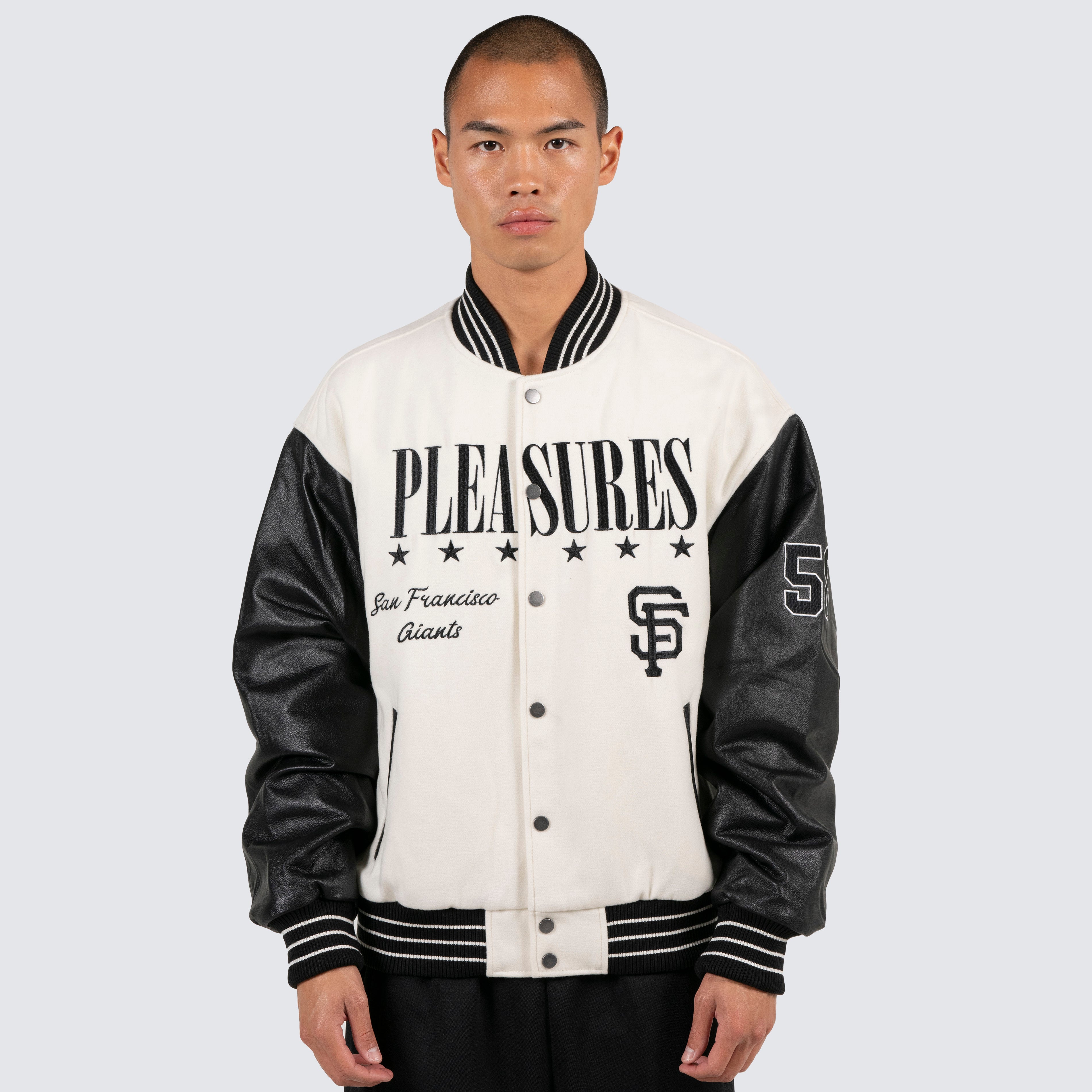 TEAM VARSITY LEATHER JACKET - GIANTS