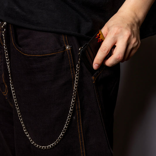 LEATHER CARD HOLDER w/ CHAIN