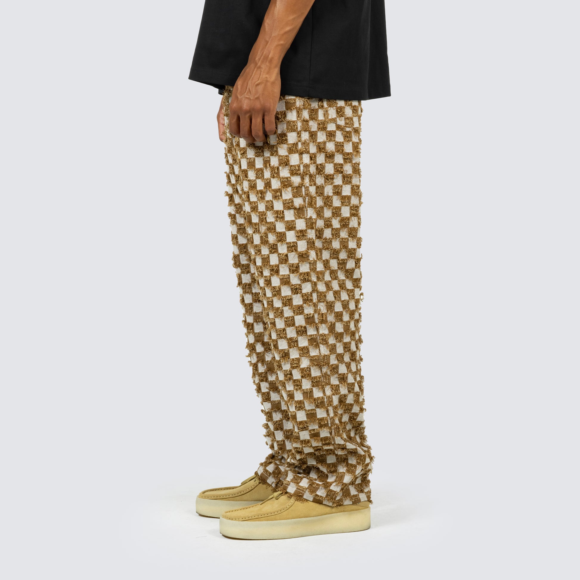 Pleasures Curfew Checker Work Pants Brown / 36