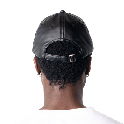 DEBOSSED VEGAN LEATHER 5 PANEL HAT