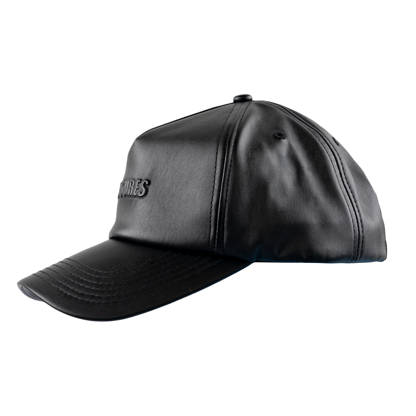 DEBOSSED VEGAN LEATHER 5 PANEL HAT